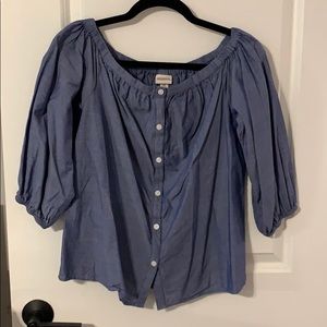 Off-the-shoulder, front-buttons too